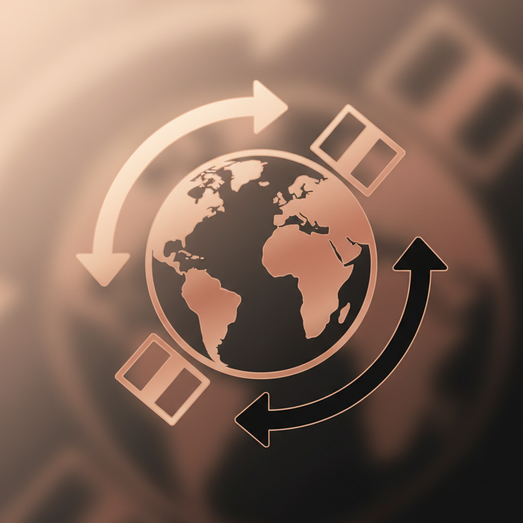 worldwide shipping icon with gradient rose gold and jet black gradient